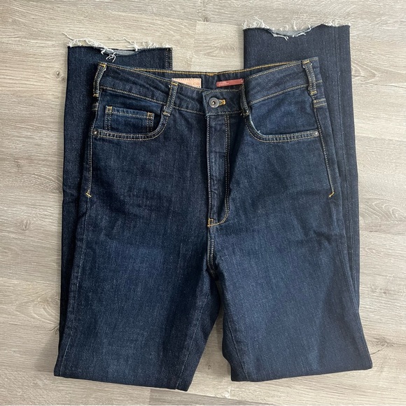 Pilcro and the Letterpress Denim - Anthropologie Pilcro Straight Legs Denim Jeans Navy Blue Distressed Size 28